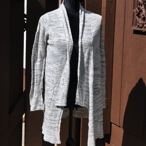Michael Stars XS Heather Gray & Beige Light Weight Knit Cardigan Sweater - Picture 1 of 3